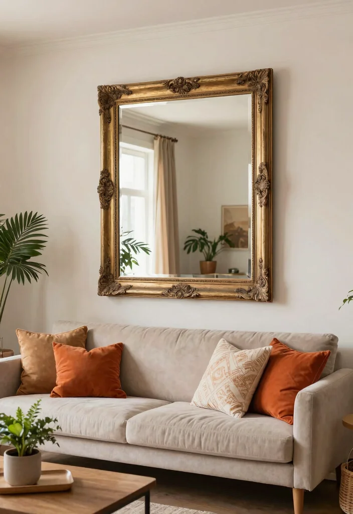 10 Above Sofa Wall Decor Ideas for Living Rooms 36 10 Above Sofa Wall Decor Ideas for Living Rooms 6. Oversized Mirror 0