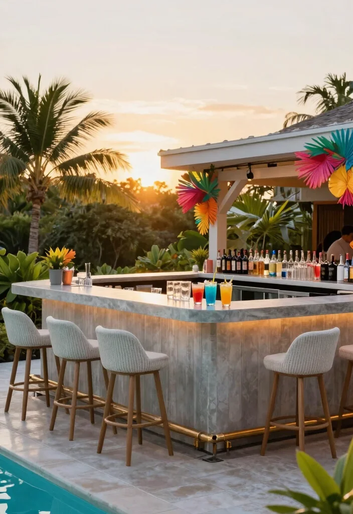 10 Backyard Pool and Patio Ideas for Resort Style Living 6. Chic Poolside Bar 0