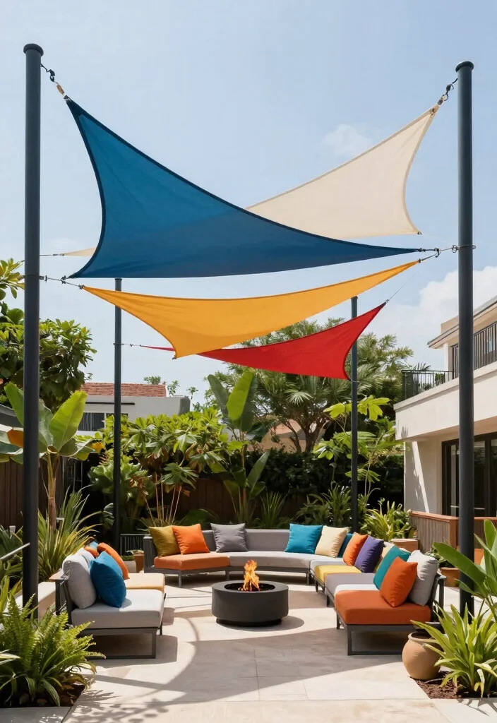 10 Backyard Shade Ideas to Stay Cool and Comfortable 36 10 Backyard Shade Ideas to Stay Cool and Comfortable 6. Shade Sails for a Modern Touch 0