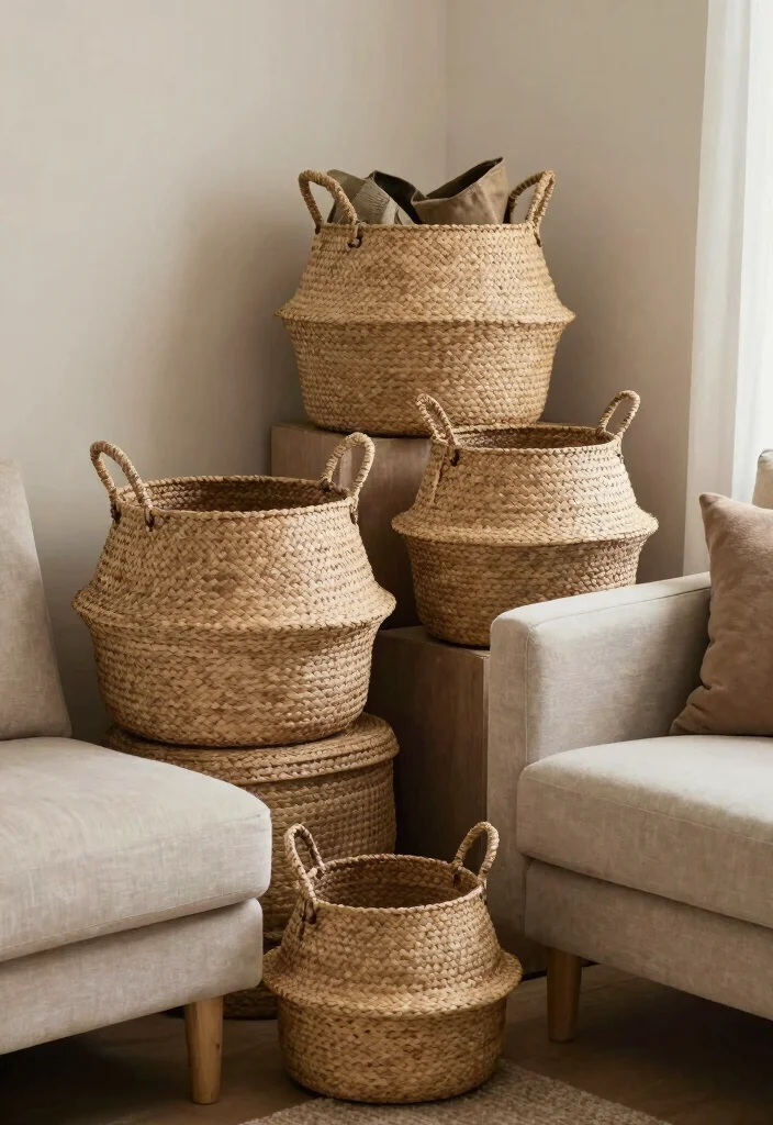 10 Bag Organization Ideas for Closets and Entryways 2. Sustainable Storage Baskets 0