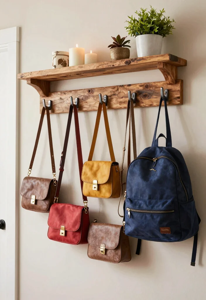 10 Bag Organization Ideas for Closets and Entryways 3. Wall Mounted Hooks 0