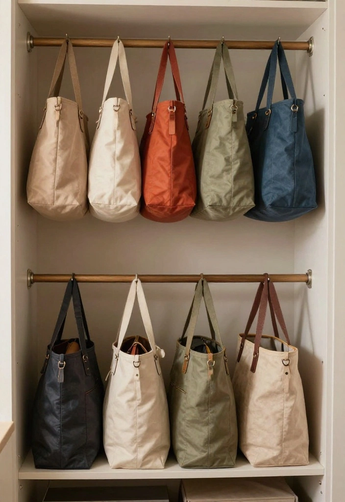 10 Bag Organization Ideas for Closets and Entryways 4. Oversized Canvas Totes for Storage 0