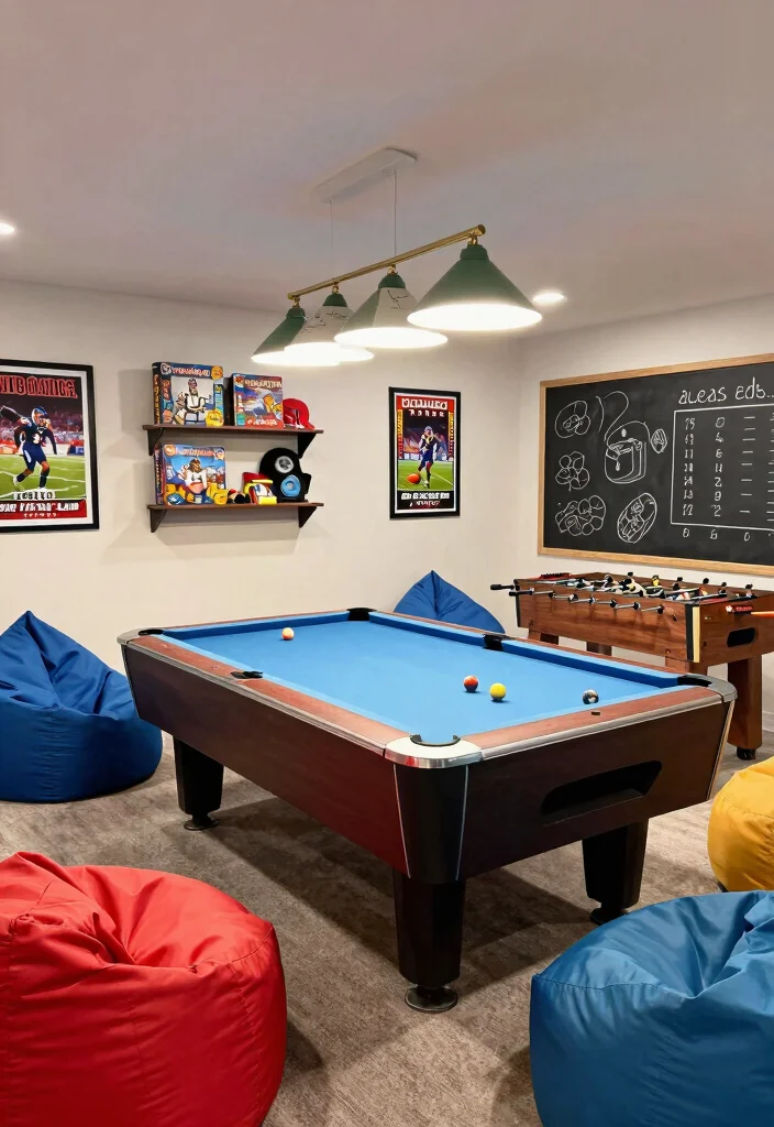 10 Basement Family Room Ideas for Everyday Use 2. Functional Game Zone 0