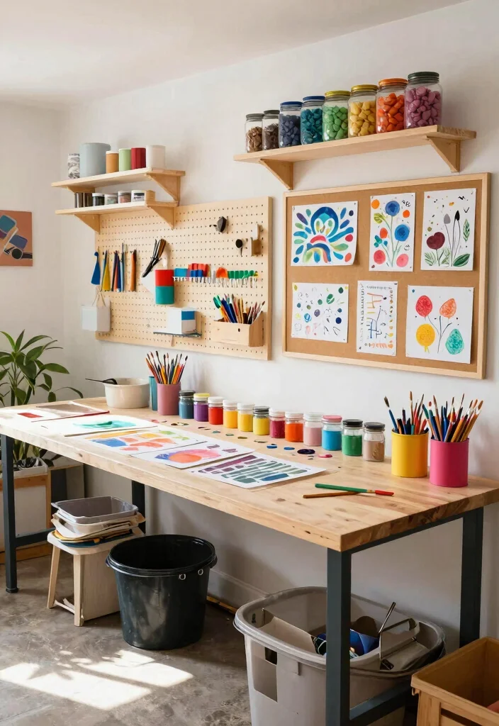 10 Basement Family Room Ideas for Everyday Use 4. Arts and Crafts Station 0