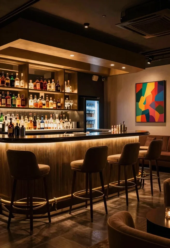 10 Basement Family Room Ideas for Everyday Use 8. Chic Bar and Lounge Area 0