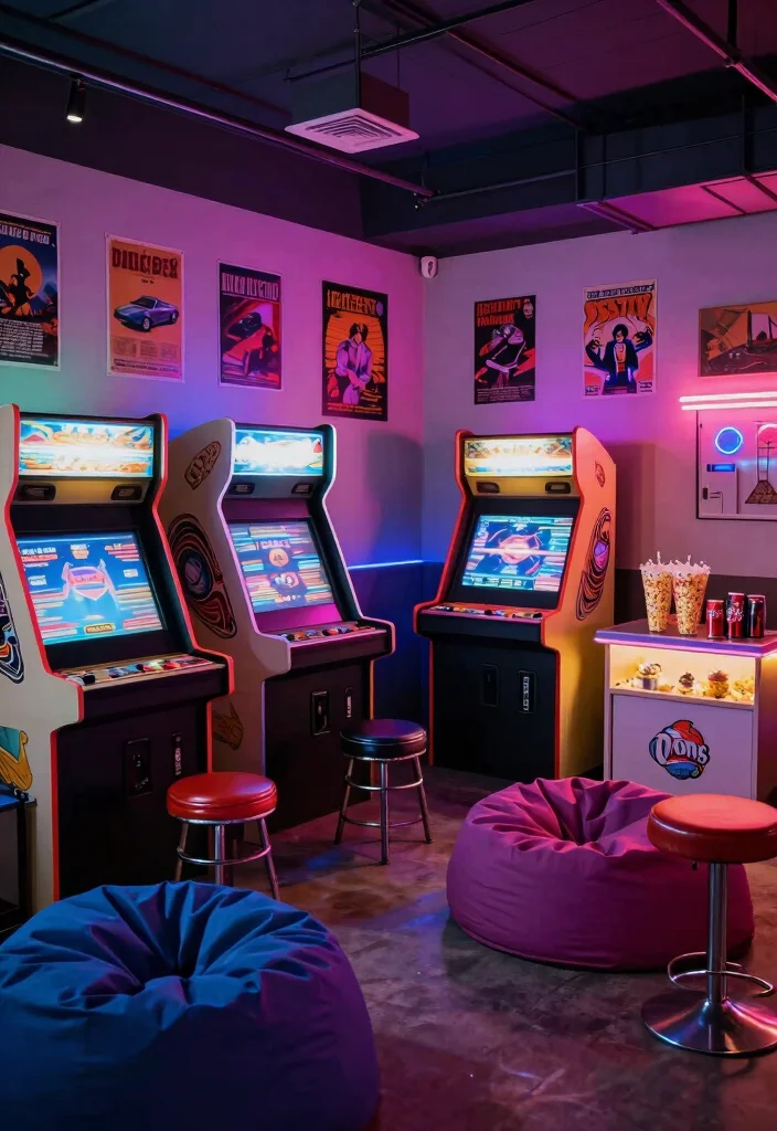 10 Basement Game Room Ideas for Family Fun 1. Retro Arcade Zone 0