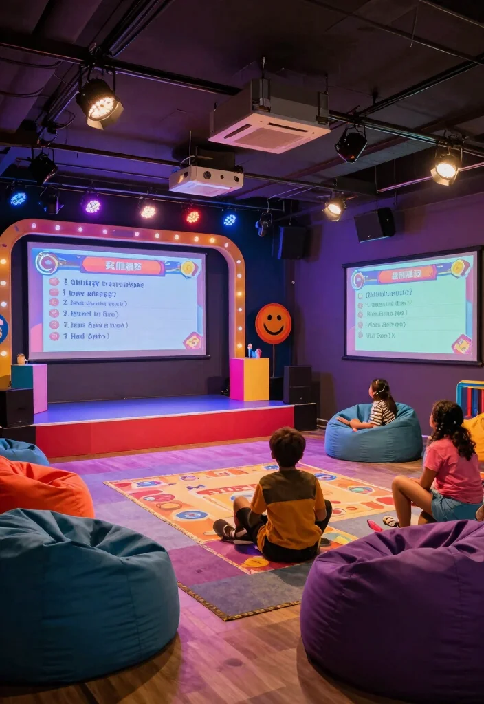 10 Basement Game Room Ideas for Family Fun 6. Themed Game Room Game Show Style 0