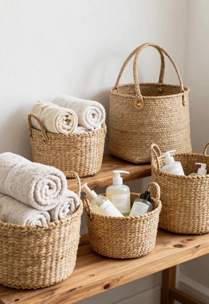 10 Bathroom Organization Ideas for Small and Large Spaces 4. Eco Friendly Baskets 0