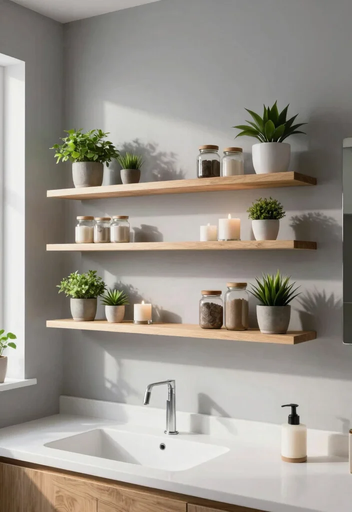 10 Bathroom Wall Decor Ideas for Small Rooms 1. Floating Shelves for Stylish Storage 0