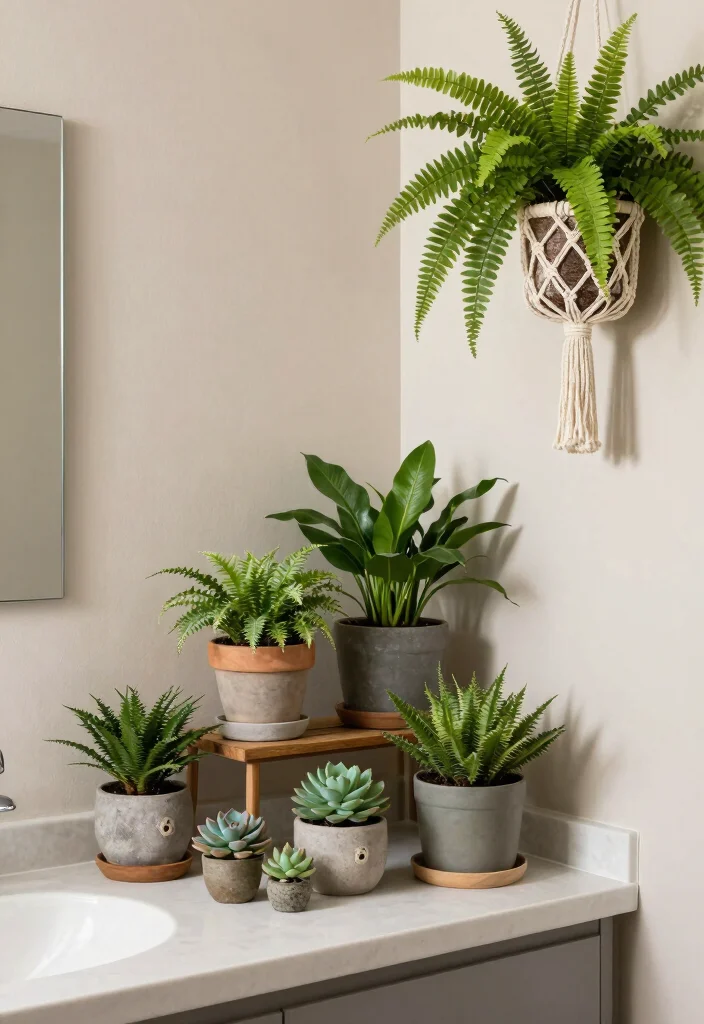 10 Bathroom Wall Decor Ideas for Small Rooms 6. Plants for a Touch of Freshness 0
