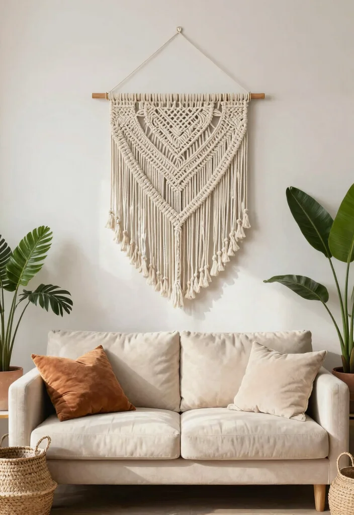 10 Big Wall Decor Ideas for Open Spaces 1. Oversized Macram Wall Hanging 0