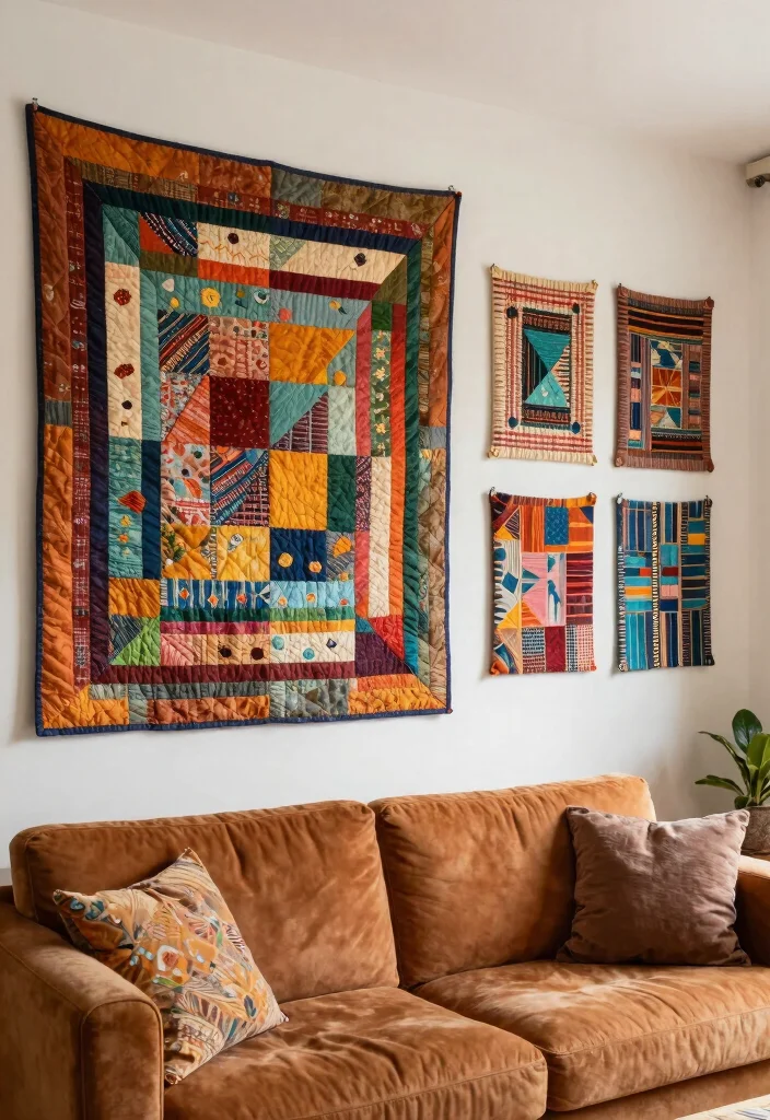 10 Big Wall Decor Ideas for Open Spaces 10. Creative Fabric Wall Art 0