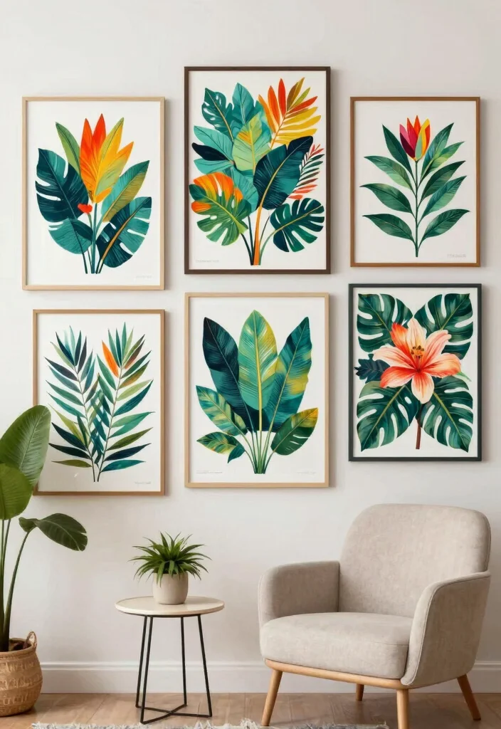 10 Big Wall Decor Ideas for Open Spaces 2. Bold Botanical Prints 0