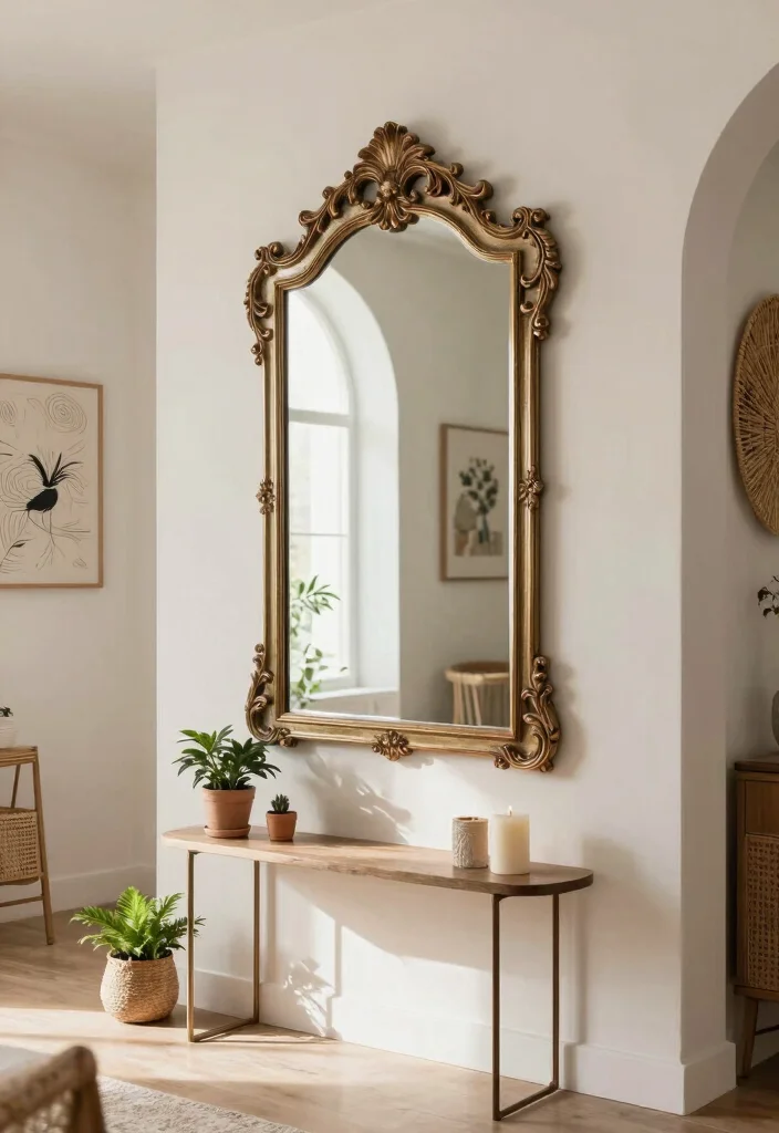 10 Big Wall Decor Ideas for Open Spaces 3. Vintage Inspired Large Mirrors 0