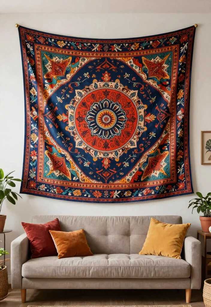 10 Big Wall Decor Ideas for Open Spaces 6. Artistic Wall Tapestries 0