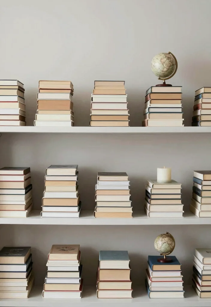 10 Bookshelf Organization Ideas for Style and Function 5. Minimalist Book Stacks 0