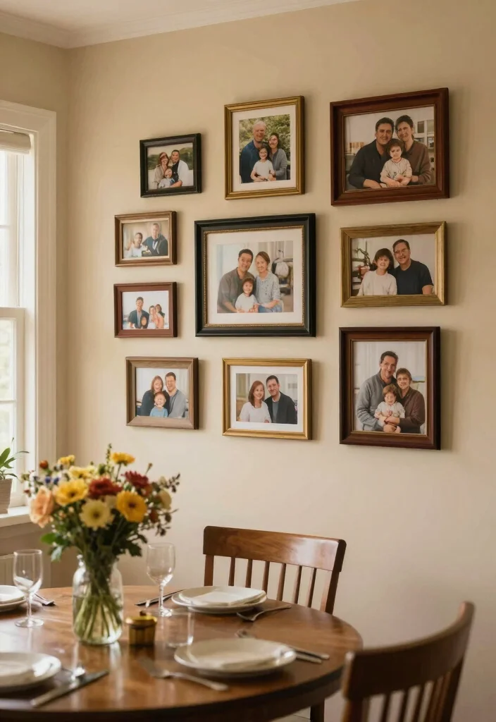 10 Dining Room Wall Decor Ideas for Stylish Meals 34 10 Dining Room Wall Decor Ideas for Stylish Meals 4. Gallery Wall of Family Memories 0