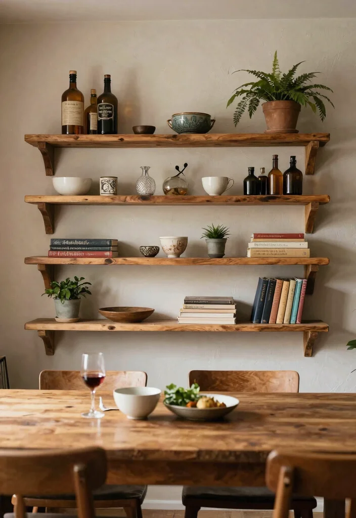 10 Dining Room Wall Decor Ideas for Stylish Meals 36 10 Dining Room Wall Decor Ideas for Stylish Meals 6. Rustic Shelving with Decorative Accents 0