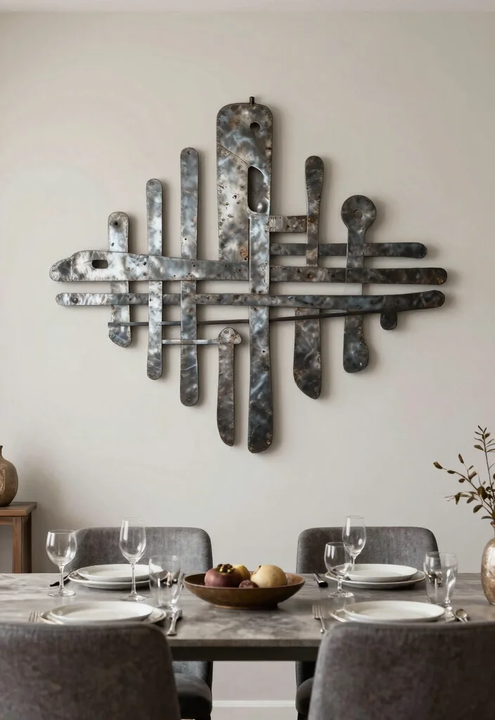 10 Dining Room Wall Decor Ideas for Stylish Meals 37 10 Dining Room Wall Decor Ideas for Stylish Meals 7. Metal Wall Art for a Modern Touch 0