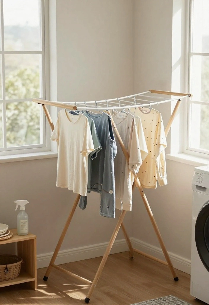 10 Laundry Organization Ideas for Busy Homes 5. Foldable Drying Racks 0