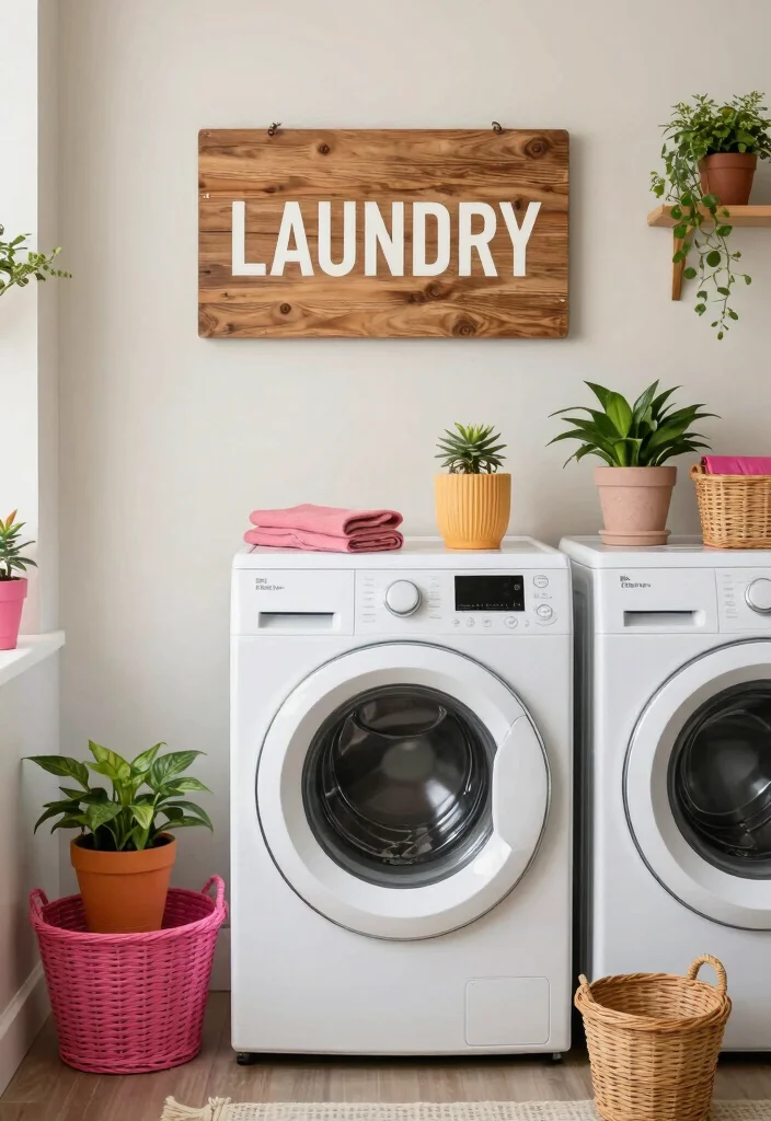 10 Laundry Organization Ideas for Busy Homes 9. A Stylish Laundry Sign 0