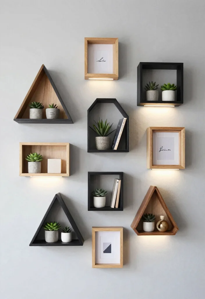 10 Small Wall Decor Ideas That Make a Big Impact 1. Geometric Wall Shelves 0