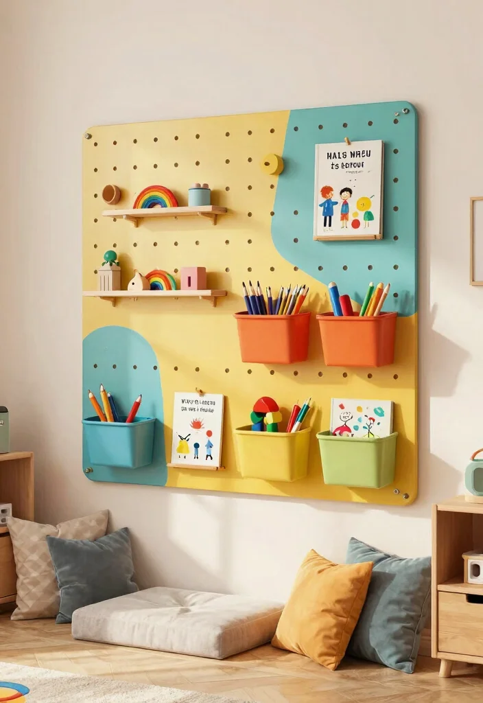 10 Toy Organization Ideas for Kid Friendly Homes 6. Pegboards for Playful Display 0