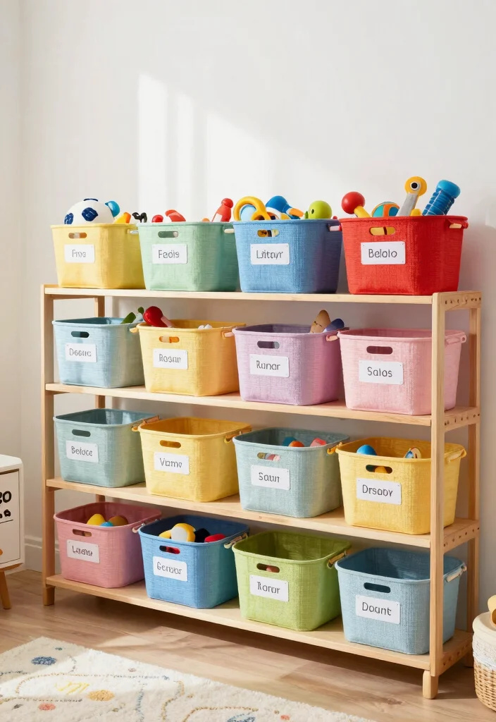 10 Toy Organization Ideas for Kid Friendly Homes 8. Toy Baskets on Shelves 0