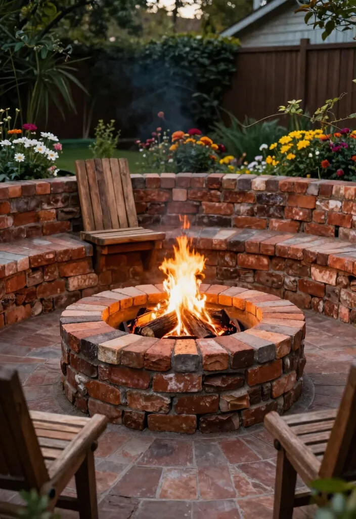 12 Backyard Fire Pit Ideas for Easy Entertaining Outdoors 12 12 Backyard Fire Pit Ideas for Easy Entertaining Outdoors 2. Fire Pit with Recycled Bricks 0