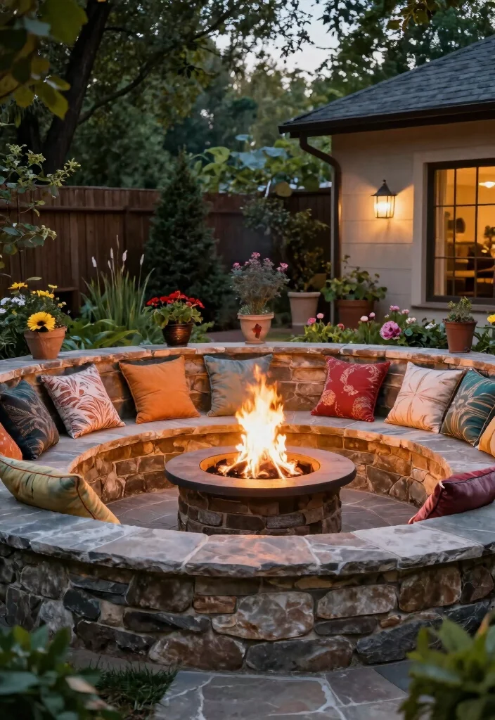12 Backyard Fire Pit Ideas for Easy Entertaining Outdoors 49 12 Backyard Fire Pit Ideas for Easy Entertaining Outdoors 9. Fire Pit with Seating Wall 0