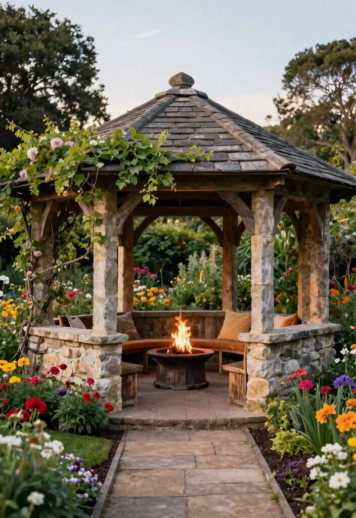12 Backyard Gazebo Ideas for Shade and Stylish Entertaining 2. Rustic Stone Gazebo 0