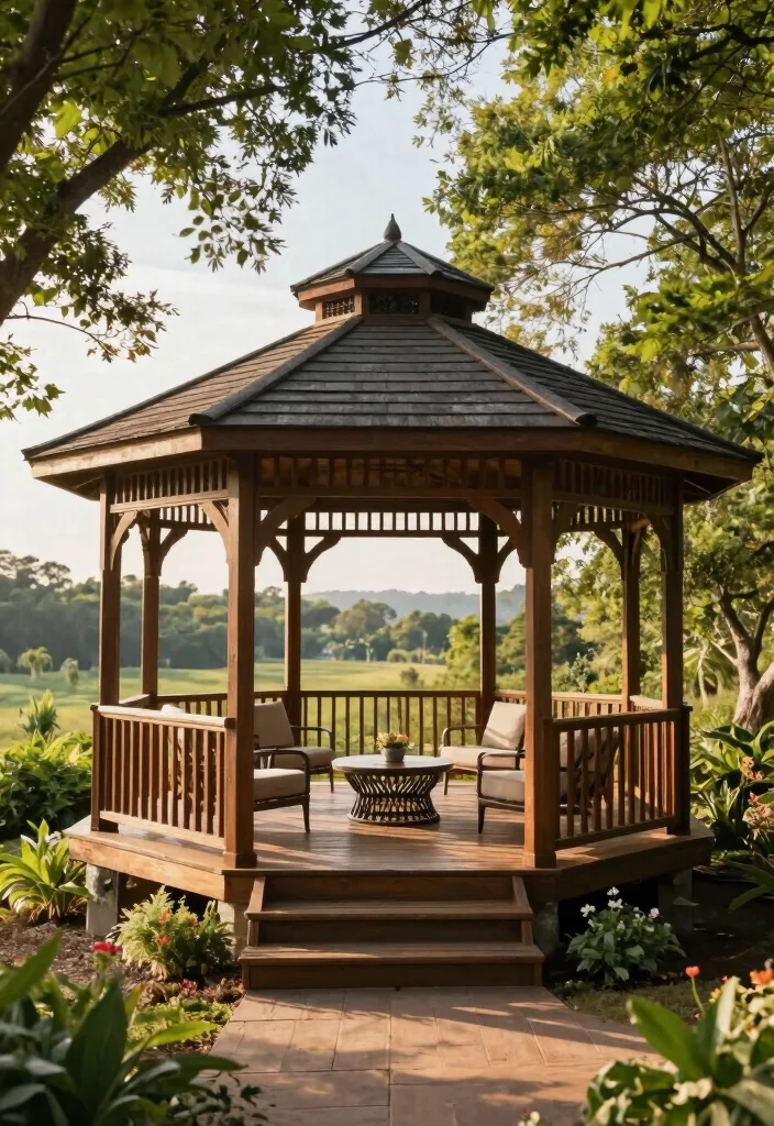 12 Backyard Gazebo Ideas for Shade and Stylish Entertaining 6. Elevated Platform Gazebo 0