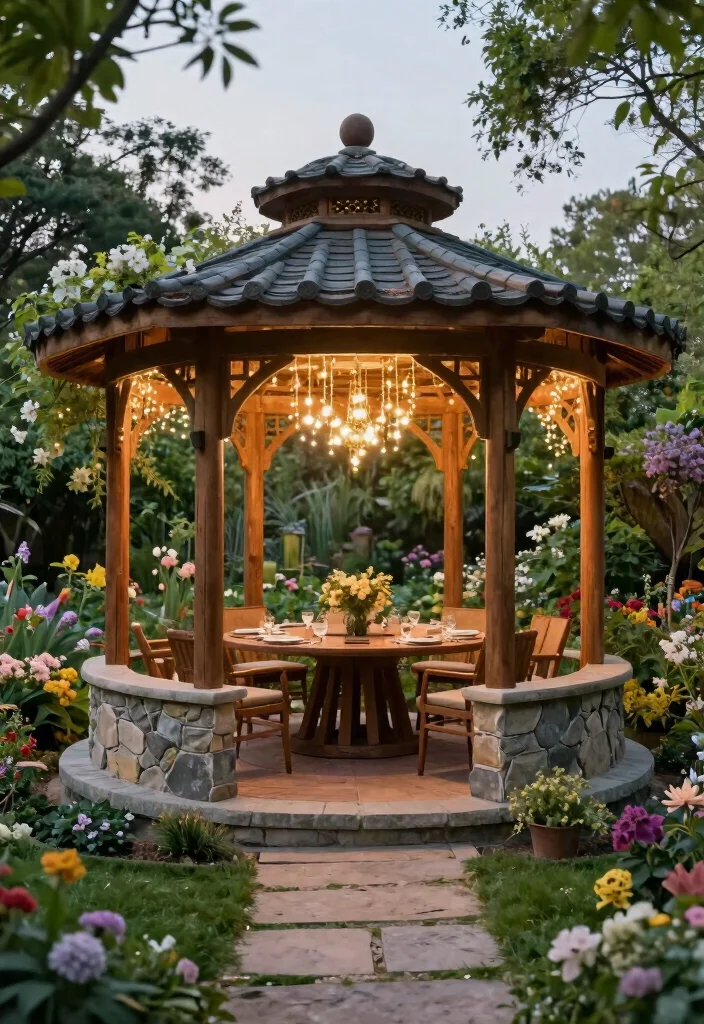 12 Backyard Gazebo Ideas for Shade and Stylish Entertaining 8. Circular Gazebo Oasis 0