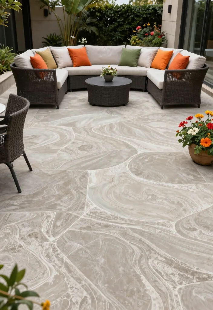 12 Backyard Hardscape Ideas for Low Maintenance Design 9. Decorative Concrete 0