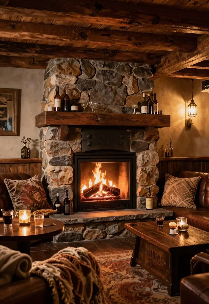 12 Basement Bar Ideas for Entertaining at Home in Style 52 12 Basement Bar Ideas for Entertaining at Home in Style 12. Cozy Fireplace Bar 0