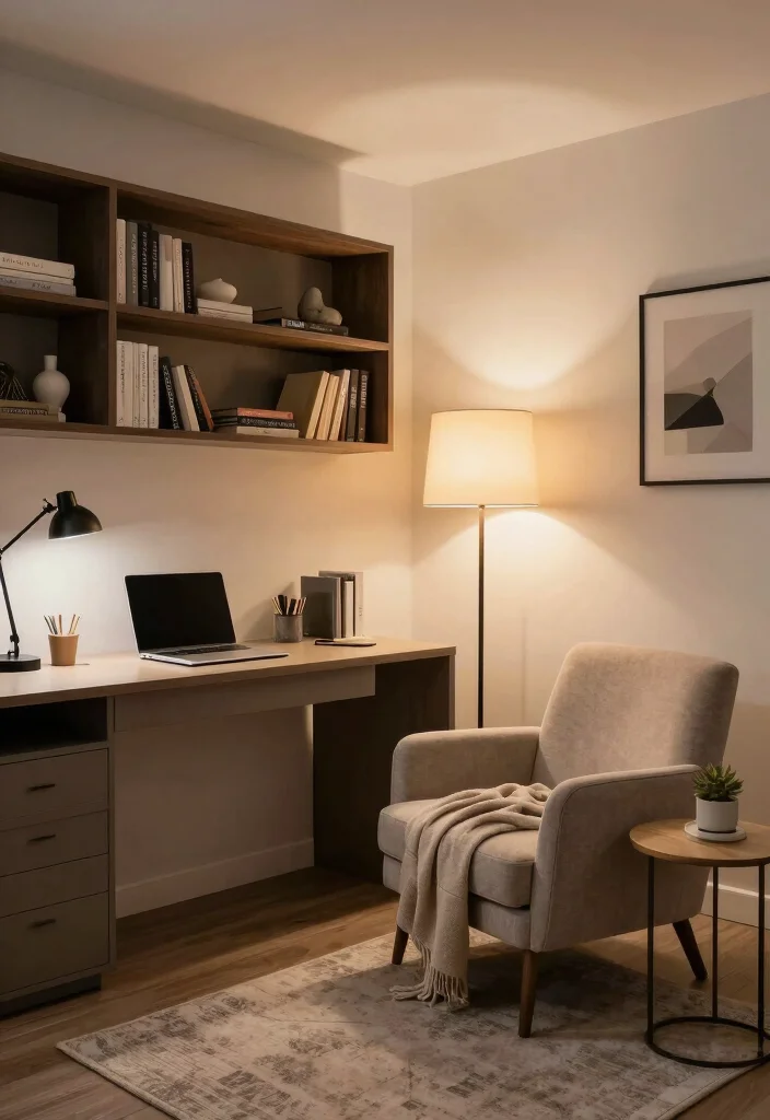 12 Basement Layout Ideas for Multi Purpose Spaces 1. Versatile Home Office and Reading Nook 0