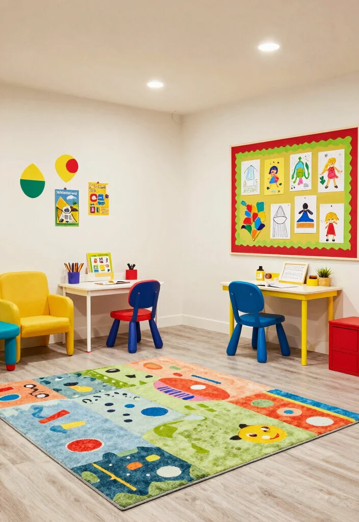 12 Basement Layout Ideas for Multi Purpose Spaces 10. Child Friendly Playroom and Study Area 0