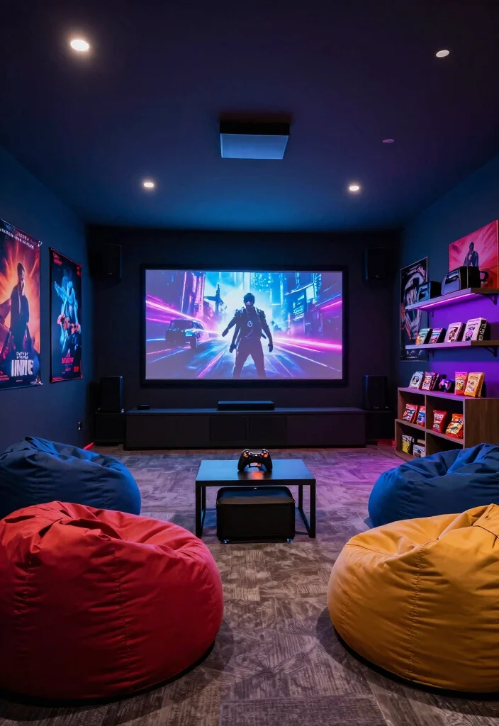 12 Basement Layout Ideas for Multi Purpose Spaces 11. Home Theater and Game Zone 0