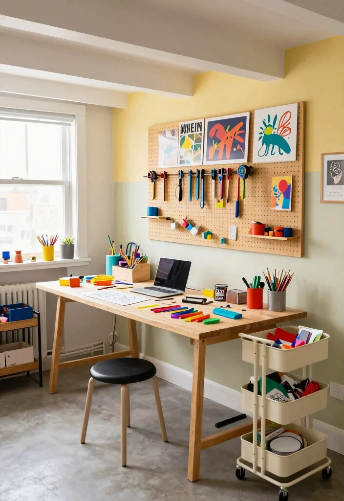 12 Basement Layout Ideas for Multi Purpose Spaces 2. Crafting and Workstation Combo 0