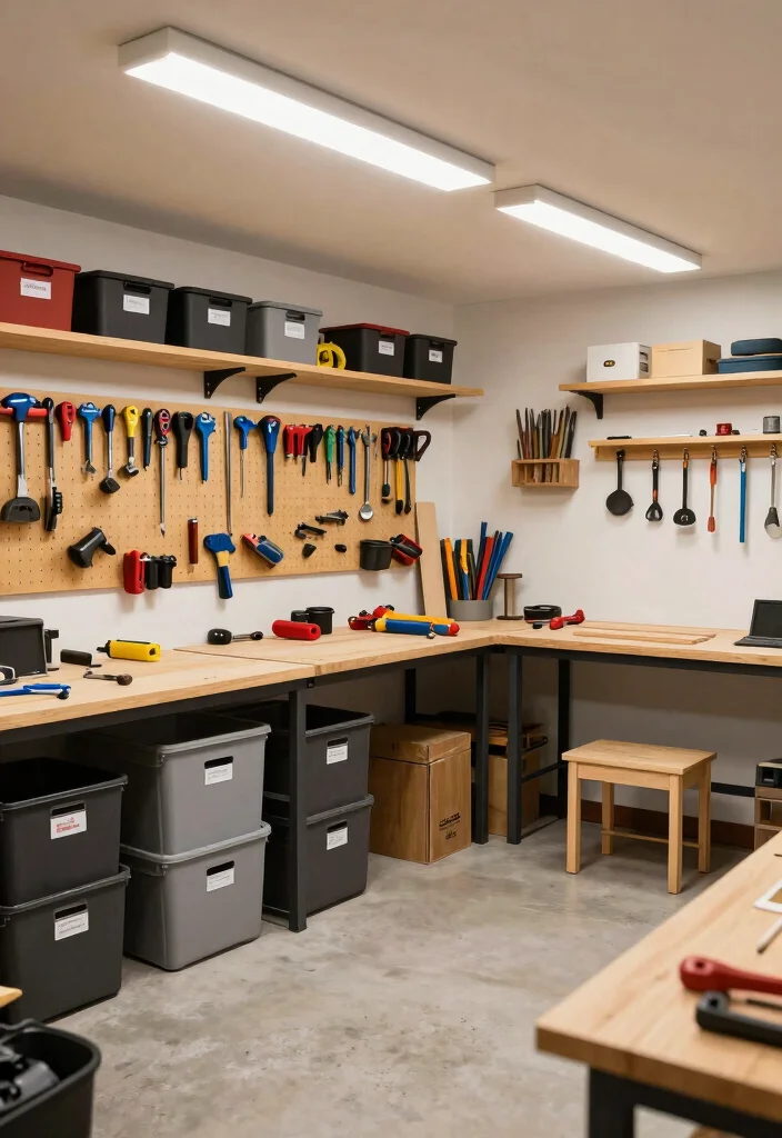 12 Basement Room Ideas for Flexible Living Spaces 11. Workshop Space for Hobbies 0