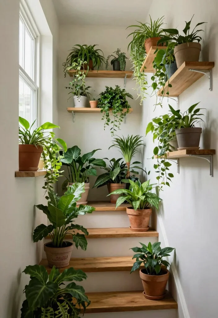 12 Basement Stairwell Ideas to Brighten Dark Spaces 12. Incorporate Greenery 0