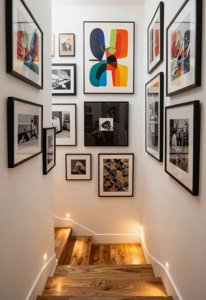 12 Basement Stairwell Ideas to Brighten Dark Spaces 6. Artwork Displays 0