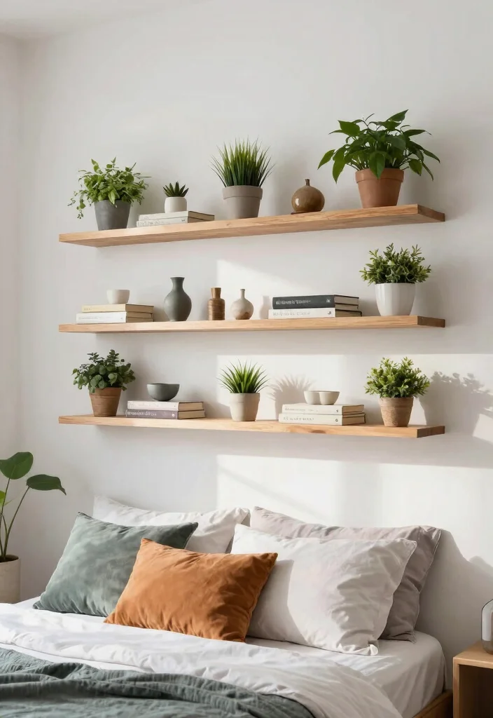 12 Bedroom Wall Decor Ideas for Cozy Personal Style 35 12 Bedroom Wall Decor Ideas for Cozy Personal Style 5. Floating Shelves for Display 0