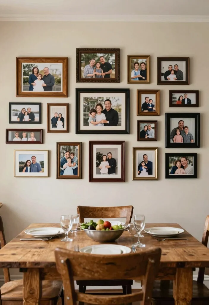 12 Dining Wall Decor Ideas for Elegant Interiors 1. Gallery Wall of Family Memories 0