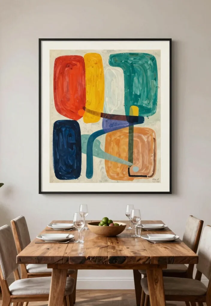 12 Dining Wall Decor Ideas for Elegant Interiors 10. Statement Art Piece 0