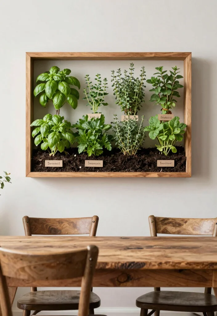12 Dining Wall Decor Ideas for Elegant Interiors 4. Framed Herb Garden 0