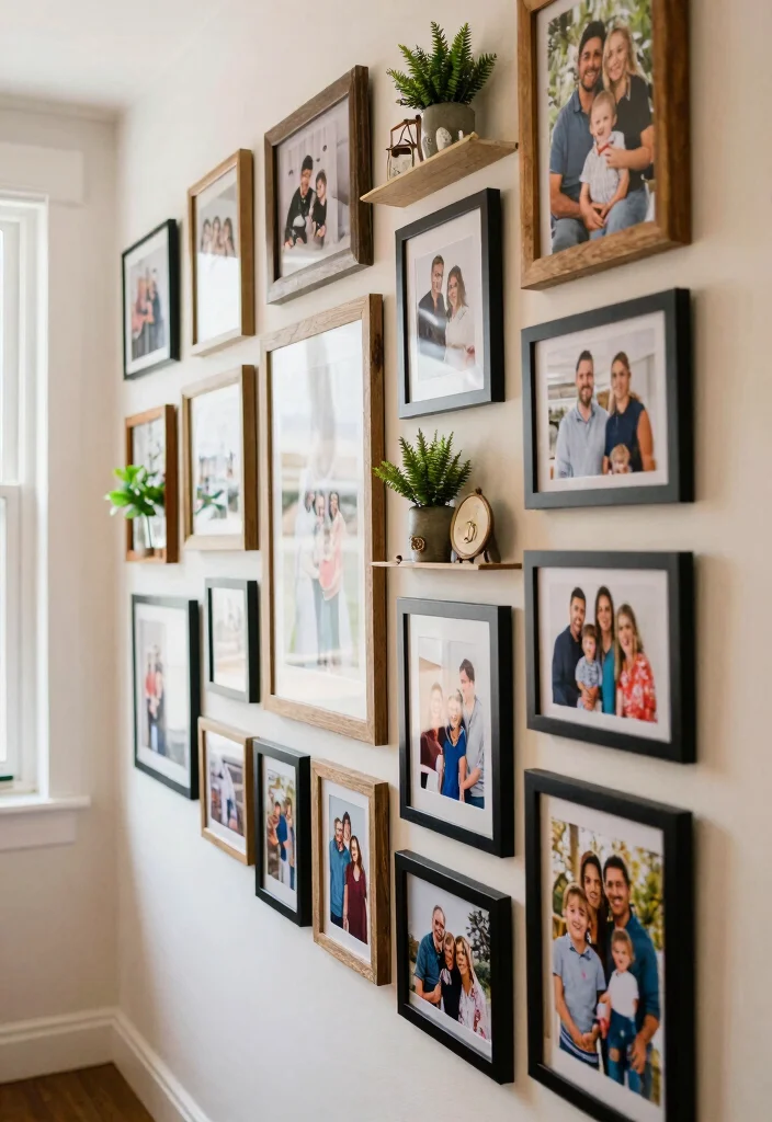 12 Hall Wall Decor Ideas for Long Corridors 1. Gallery Wall of Family Photos 0