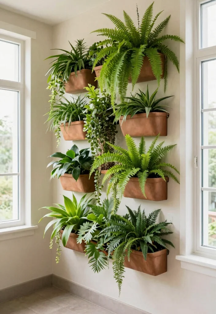 12 Hall Wall Decor Ideas for Long Corridors 3. Vertical Garden for a Touch of Nature 0
