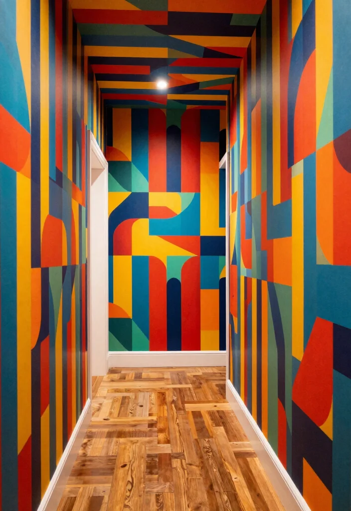 12 Hall Wall Decor Ideas for Long Corridors 9. Bold Paint or Wallpaper 0
