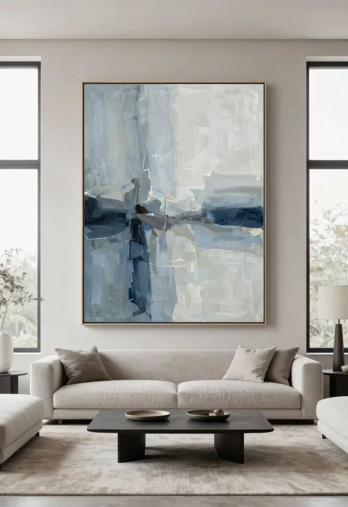 12 Large Living Room Wall Decor Ideas That Balance Space 1. Oversized Abstract Art for a Bold Statement 0